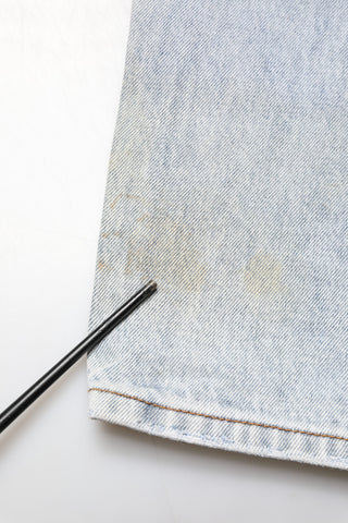 Light Blue Tattered Mid Waist Straight Denim Jeans