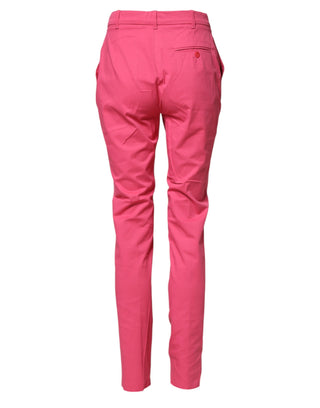 Pink Skinny High Waist Chino Trouser Pants
