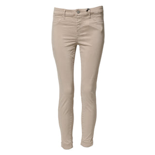 Pantalones chinos beige ajustados de cintura media casuales