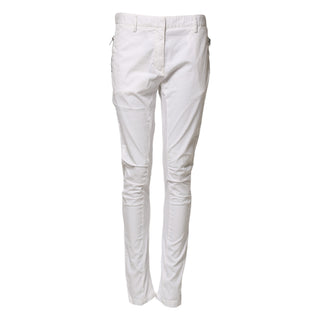 Weiße mittelhohe schmale Chino-Baumwollhose
