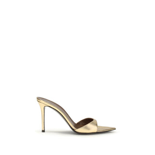 Goldene Leder-Stilettosandalen