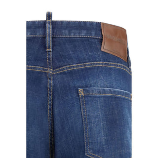 Jeans ajustados de algodón azul