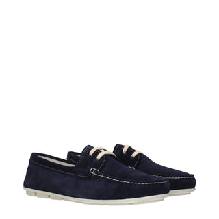 Blue Leather Slip-On Loafers