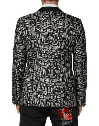 Blazer negro de seda Jazz Club con cierre de un solo botón