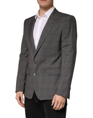 Gray Wool Single Breasted 2 Button Blazer