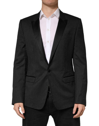 Schwarzer Fantasie-Blazer mit einer Knopfleiste