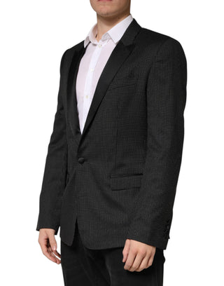 Schwarzer Fantasie-Blazer mit einer Knopfleiste