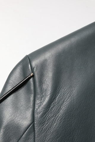 Schwarzer doppelreihiger Zweiknopf-Blazer aus Leder