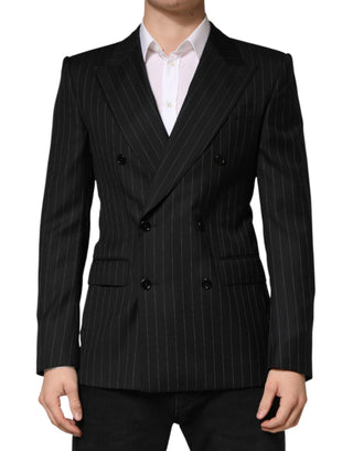 Dark Gray Stripes Double Breasted 2Button Blazer