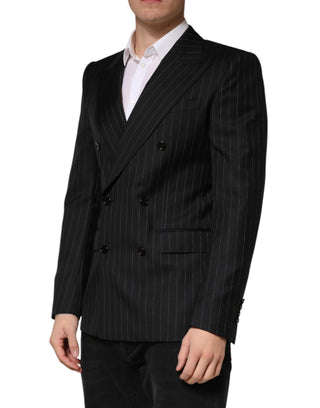 Dark Gray Stripes Double Breasted 2Button Blazer