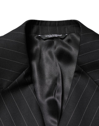 Dark Gray Stripes Double Breasted 2Button Blazer