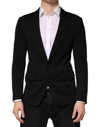 Blazer negro de lana con cierre de dos botones y un solo pecho