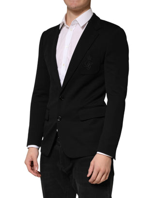Blazer negro de lana con cierre de dos botones y un solo pecho