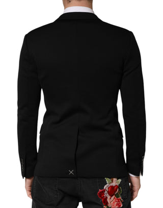 Blazer negro de lana con cierre de dos botones y un solo pecho
