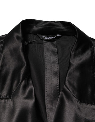 Black Silk Double Breasted 2 Button Blazer