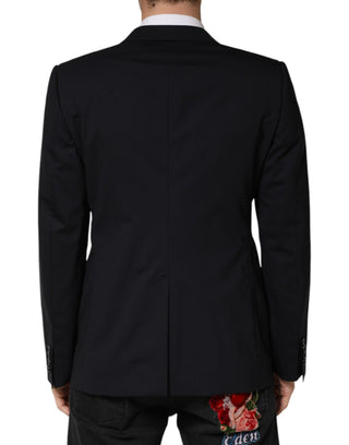Blazer negro de lana con cierre de dos botones y un solo pecho
