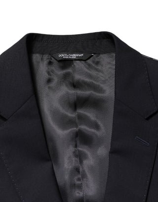 Blazer negro de lana con cierre de dos botones y un solo pecho