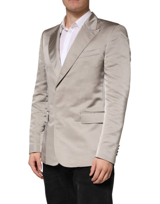 Beige Seiden-Sakko Einreiher Herren Blazer