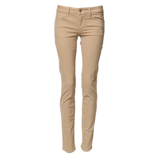 Beige schmale Low-Waist Denim Freizeithose Jeans