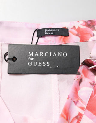 Pantalones acampanados rosas con estampado floral y tiro alto