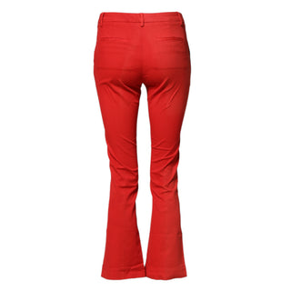 Pantalones chinos casuales rojos acampanados de tiro medio