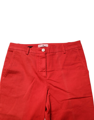 Pantalones chinos casuales rojos acampanados de tiro medio