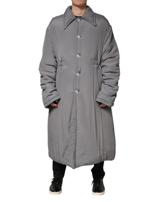 Graue gepolsterte Acetat-Jacke mit Kragen