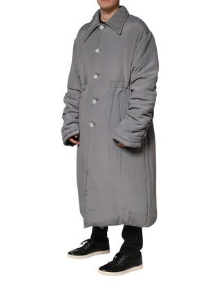 Graue gepolsterte Acetat-Jacke mit Kragen
