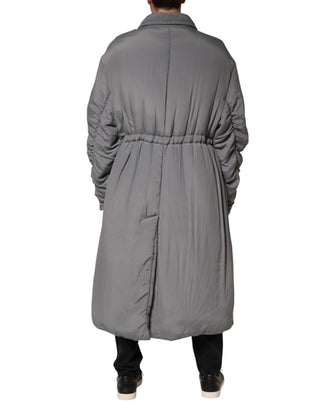Graue gepolsterte Acetat-Jacke mit Kragen