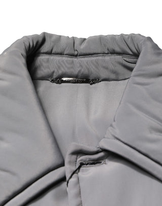 Graue gepolsterte Acetat-Jacke mit Kragen