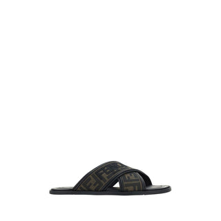 Black Calf Leather Bos Taurus Flat Sandals
