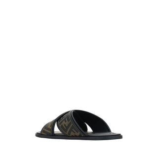 Black Calf Leather Bos Taurus Flat Sandals
