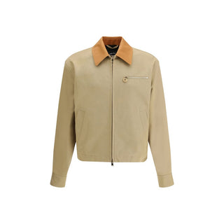 Chaqueta beige de algodón de longitud completa