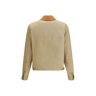 Chaqueta beige de algodón de longitud completa