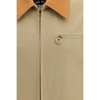 Chaqueta beige de algodón de longitud completa