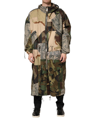 Mehrfarbige Tarnmuster Kapuzen-Regenjacke
