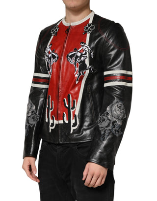 Mehrfarbige Guns n' Roses Bikerjacke mit durchgehendem Reißverschluss für Herren