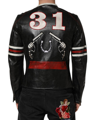 Mehrfarbige Guns n' Roses Bikerjacke mit durchgehendem Reißverschluss für Herren
