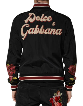 Chaqueta bomber negra Pin Up con botones para hombre