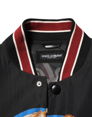 Chaqueta bomber negra Pin Up con botones para hombre