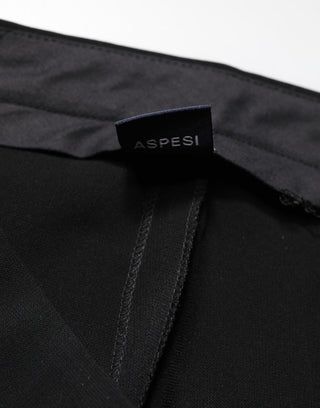 Black High Waist Zip Straight Chino Trouser Pants