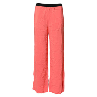 Neonpinke High-Waist Hose mit geradem, weitem Bein
