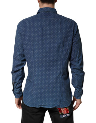 Blaues Langarmhemd für Herren mit Button-Down-Kragen