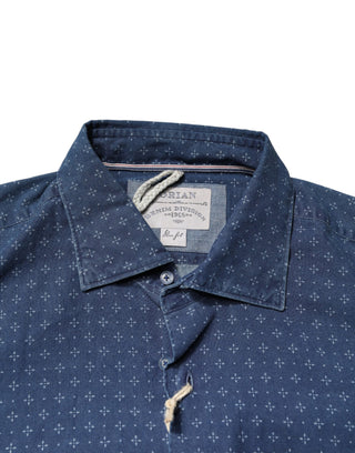 Blaues Langarmhemd für Herren mit Button-Down-Kragen