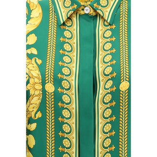 Camisa de seda bicolor con estampado