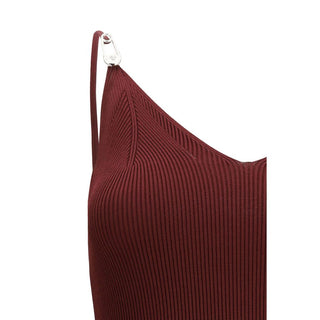 Bordeauxrotes Viskose-Freizeitkleid