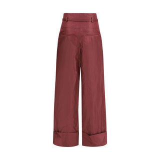 Bordeaux Silk Casual Pants