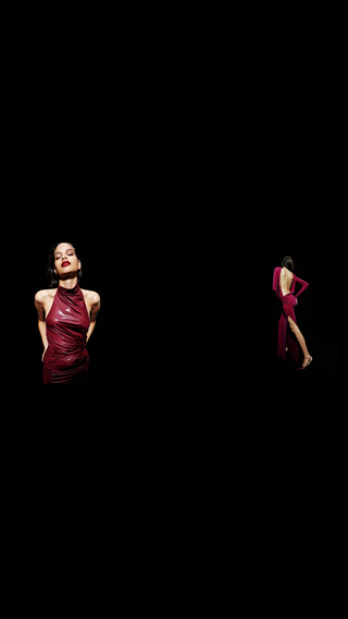 A woman in a red dress